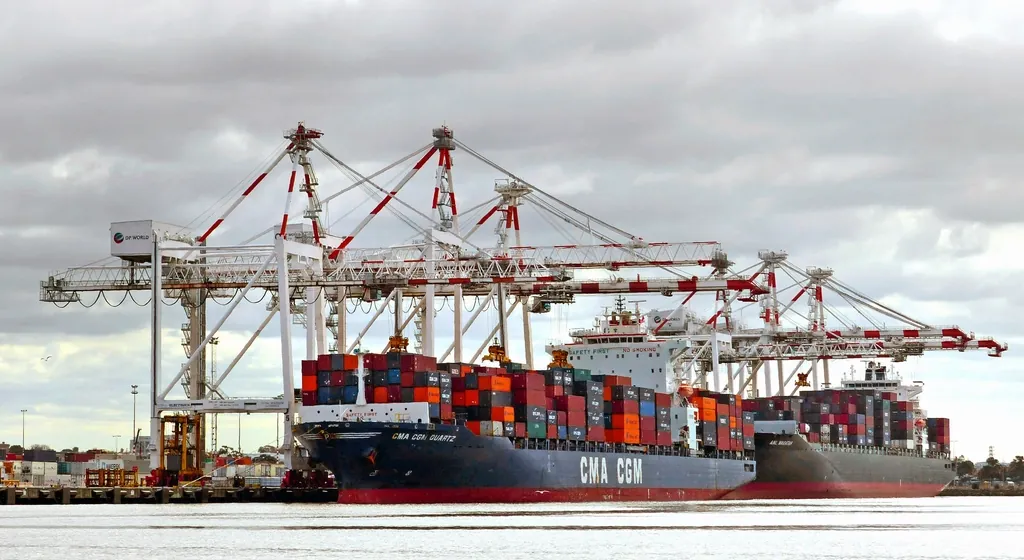 Ship-to-shore cranes at a container terminal