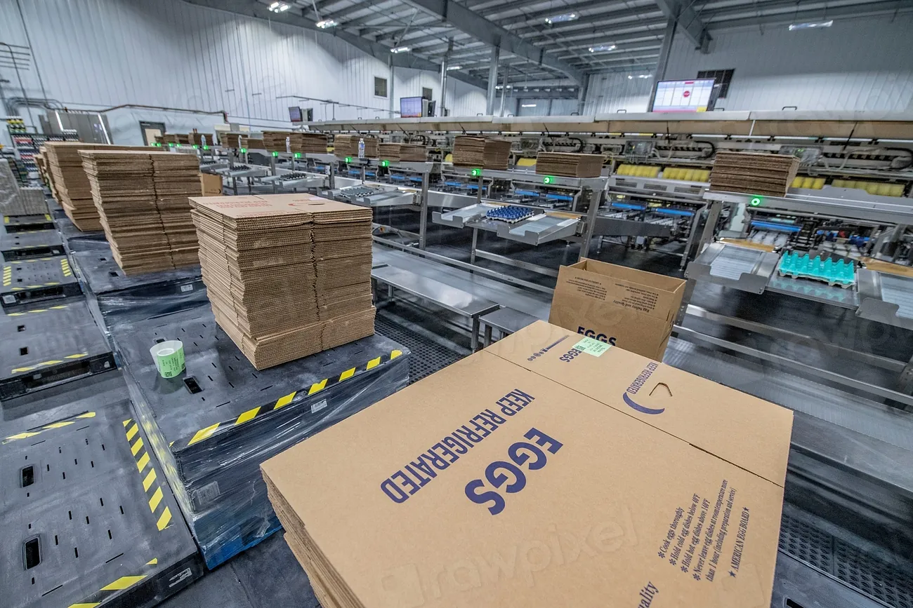 Parcels moving through a fulfilment centre